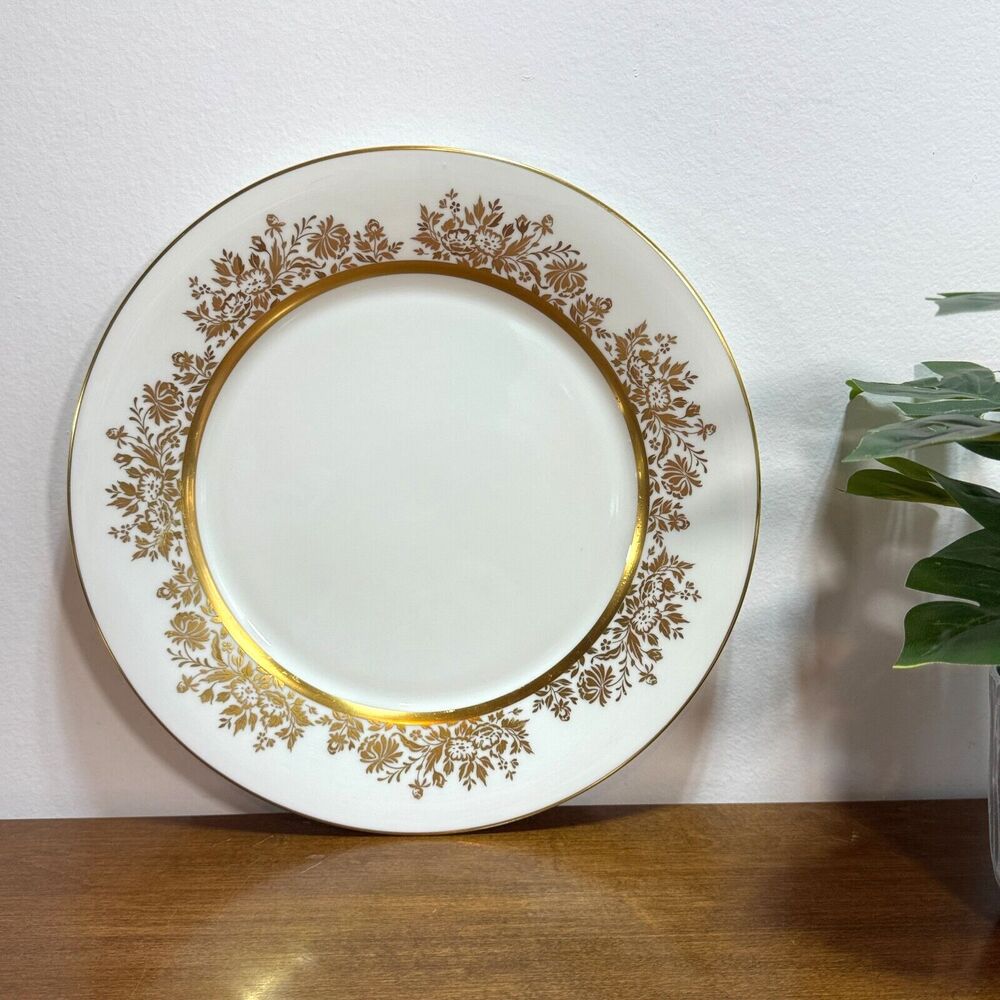 2 Vintage Oxford Dinner Plates Lenox Golden Dawn Bone China Gold Made in USA